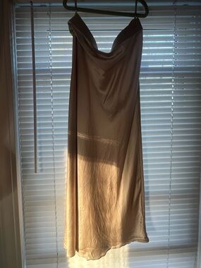 Satin Slip Skirt in Champagne